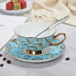 Kuadu Shop 1550D Stili Yefine Yüksek Li Kemik Porselen Kahve Fincanları Vintage Seramik Sırlı Gelişmiş Çay Fincanı ve Tabak Setleri Lüks Hediyeler (Yurt Dışından) - Kahve Eşyaları - Renkli