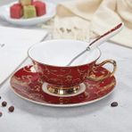 Kuadu Shop 1550E Stili Yefine Yüksek Li Kemik Porselen Kahve Fincanları Vintage Seramik Sırlı Gelişmiş Çay Fincanı ve Tabak Setleri Lüks Hediyeler (Yurt Dışından) - Kahve Eşyaları - Renkli