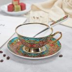 Kuadu Shop 1550I Stili Yefine Yüksek Li Kemik Porselen Kahve Fincanları Vintage Seramik Sırlı Gelişmiş Çay Fincanı ve Tabak Setleri Lüks Hediyeler (Yurt Dışından) - Kahve Eşyaları - Renkli