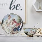 Kuadu Shop 1550N Stili Yefine Yüksek Li Kemik Porselen Kahve Fincanları Vintage Seramik Sırlı Gelişmiş Çay Fincanı ve Tabak Setleri Lüks Hediyeler (Yurt Dışından) - Kahve Eşyaları - Renkli