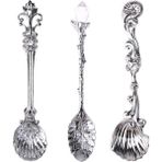 Kuadu Shop Gümüş Tarzı Et Vintage Kahve Dondurma Kaşığı Metal Alaşım Oyma Tatlı Şeker Çay Kaşığı Retro Masa Dekor Mutfak Sofra Malzemeleri (Yurt Dışından) - Kahve Eşyaları - Renkli