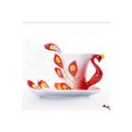 Kuadu Shop Kırmızı Stil 175ML Yaratıcı 3D El Hazırlanmış Porselen Emaye Tavuskuşu Kahve Fincanı Seti Tabağı ve Kaşık Mevcut Seramik Çay Su Bardağı Bulaşık Hediyesi (Yurt Dışından) - Kahve Eşyaları - Renkli