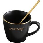 Kuadu Shop Limon Sarısı Stili Avrupa Lüks Seramik Ofis Kahve Fincanı ve Tabağı Seti Süt Çay Kupaları Doğum Günü Çiftler Hediyeler Kaşık ile Arkadaşlar Fincan Hediye Kutusu (Yurt Dışından) - Kahve Eşyaları - Renkli
