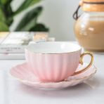 Kuadu Shop Stil1 Stil Pembe Şirin Yaratıcı Porselen Fincan ve Tabağı Seramik Sade Çay Takımları Modern Tasarım Kahve Fincanları Tazas Para Cafe (Yurt Dışından) - Kahve Eşyaları - Renkli