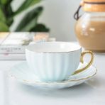 Kuadu Shop Stil2 Stili Pembe Şirin Yaratıcı Porselen Fincan ve Tabağı Seramik Sade Çay Takımları Modern Tasarım Kahve Fincanları Tazas Para Cafe (Yurt Dışından) - Kahve Eşyaları - Renkli