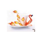 Kuadu Shop Turuncu Tarzı 175ML Yaratıcı 3D El Hazırlanmış Porselen Emaye Tavuskuşu Kahve Fincanı Seti Tabağı ve Kaşık Mevcut Seramik Çay Su Bardağı Bulaşık Hediyesi (Yurt Dışından) - Kahve Eşyaları - Renkli