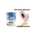 Kuaf Konserve Ağda Pudralı 800gr + Ağda Bezi 105 Metre + Spatula 100 Adet