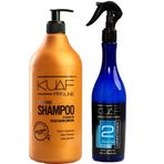 Kuaf Tuzsuz Keratin 1000 ml Şampuan + Mavi Keratinli Fön Suyu 400 ml Sıvı Saç Kremi