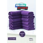 Kuaförlere Özel Boya Tutmayan Mikrofiber Saç Havlusu 50 x 90 cm 12'li Set - Mor - 50 x 90 cm