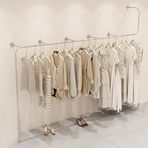 KUANGGE Giyim Konfeksiyon RafıGiysi Asılı Bar Giyim Rafı, Modern Perakende Giysi Rafı Ağır Hizmet Paslanmaz Çelik Giysi Düzenleyici, Butikler için Vitrin Elbise Askısı, Ev Cloa (450cm)