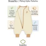 Kuarks Kışlık Kolsuz Çocuk Uyku Tulumu Peluş Tulum %100 Pamuk Astarlı Bebek Uyku Tulumu Unisex - Ekru - 2 - 3 Yaş