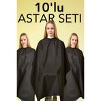 Kuatek 10'lu Set Onlu Siyah Baskısız Seti Polyester Tafetta Astar Kumaş Toptan Seti Profesyonel Berber Seti