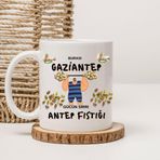 Kubdekor Burası Gaziantep Gücün Sırrı Antep Fıstığı Yazılı Kupa Bardak
