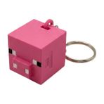 Kübik Blok Oyun Karakteri Küp Anahtarlık - Pikselli Pembe Yüz Figürü, Eğlenceli Çanta Aksesuarı ve Retro Oyuncu Hediyesi