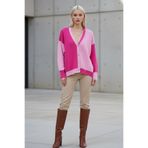 Kübra Tekstil Kadın Fuşya-Pembe Oversize Yumuşak Dokulu Rahat Kesim Düğmeli Triko Hırka - Kadın Hırka