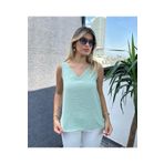 Kübra Tekstil Su Yeşili Kadın V Yaka Düz Sırt Detaylı Bluz, Lupinn Moda Kadın Bluz