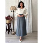 Küçüğüm Butik Antrasit Uzun Kaşe Etek - 2XL - 3XL