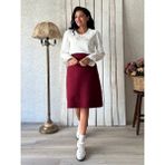 Küçüğüm Butik Bordo Kaşe Kısa Etek - 4XL - 5XL