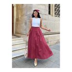 KÜÇÜĞÜM BUTİK Bordo Poplin Kloş Etek