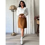 Küçüğüm Butik Camel Rengi Kısa Kaşe Etek - L - XL