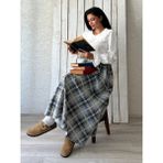Küçüğüm Butik Gri Ekose Kloş Etek - S - M