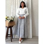 Küçüğüm Butik Gri Papatyalı Poplin Kloş Etek - S - M