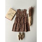 Küçüğüm Butik Kahverengi Çiçekli Kat Kat Kız Çocuk Elbise - 4 - 5 Yaş