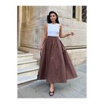 KÜÇÜĞÜM BUTİK Kahverengi Poplin Kloş Etek