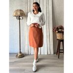 Küçüğüm Butik Kiremit Rengi Kısa Kaşe Etek - 4XL - 5XL