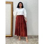 Küçüğüm Butik Kiremit Rengi Payet Uzun Etek - L - XL