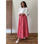 Küçüğüm Butik Kırmızı Papatyalı Kloş Poplin Etek - S - M