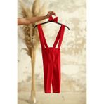 Küçüğüm Butik Kırmızı Salopet Erkek Çocuk İçin Regular Fit Double Krep 1 Adet Papyonla - 5 - 6 Yaş