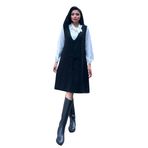 KÜÇÜĞÜM Butik Kısa Kaşe V Yaka Jile Elbise (Siyah, 4XL-5XL)