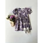 Küçüğüm Butik Kız Çocuk Mor Güllü Karpuz Kol Poplin Elbise - 5 - 6 Yaş