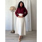 Küçüğüm Butik Krem Uzun Kaşe Etek - 4XL - 5XL