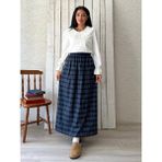 Küçüğüm Butik Lacıvert Ekose Kloş Etek - Lacivert - L - XL