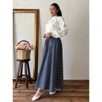 Küçüğüm Butik Lacivert Puantiyeli Kloş Poplin Etek - S - M