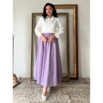 Küçüğüm Butik Lila Kloş Büzgülü Poplin Etek - S - M