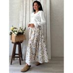 Küçüğüm Butik Mavi Açelya Çiçeği Kloş Poplin Etek - L - XL