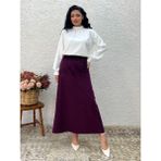 Küçüğüm Butik Mürdüm Fitilli Kadife A Kesim Etek - L - XL