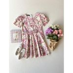 Küçüğüm Butik Pastel Çiçek Desenli Kloş Kız Çocuk Elbise - 5 - 6 Yaş - Pembe
