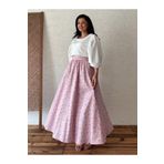 KÜÇÜĞÜM BUTİK Pembe-bordo Çiçekli Kloş Poplin Etek