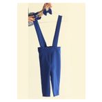 KÜÇÜĞÜM BUTİK Saks Mavisi Krep Salopet Ve Papyon(SALOPET-PAPYON)