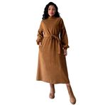 KÜÇÜĞÜM Butik Salaş Kaşe Elbise (Camel, S-M)