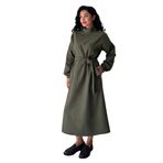 KÜÇÜĞÜM Butik Salaş Kaşe Elbise (Haki Yeşil, 2XL-3XL)