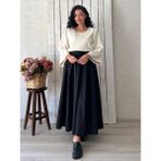 Küçüğüm Butik Siyah Kloş Büzgülü Poplin Etek - L - XL
