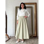 Küçüğüm Butik Tatlı Yeşil Kloş Büzgülü Poplin Etek - L - XL