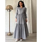 Küçüğüm Butik Tesettür Gri Çıtır Poplin Kat Kat Elbise - S - M