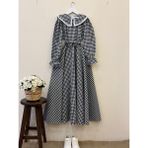 Küçüğüm Butik Tesettür Seyyar Yakalı Pötikare Siyah Elbise - 2XL - Siyah - Beyaz