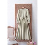 Küçüğüm Butik Tesettür Soft Açık Yeşil Poplin Kloş Elbise - 2XL - 3XL